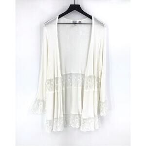 JODY California Y2K Lace Trimmed Cardigan White M
